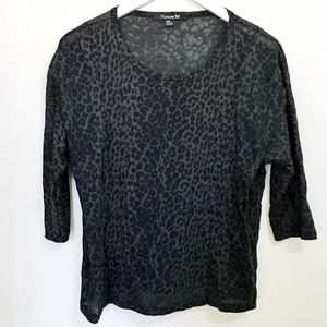 Long sleeve grey leopard print burn out tee